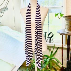NWT Long Navy & White Striped Nautical Scarf